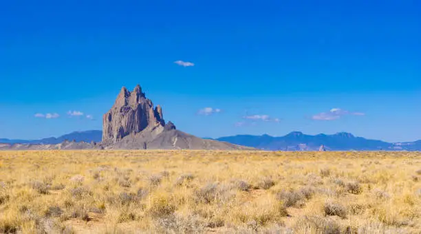 Shiprock in the New Mexico desert.