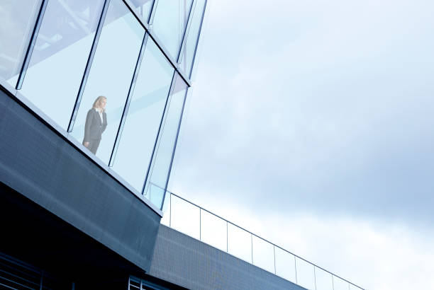 istock Businesswoman Looking Through Windows Of Modern Office Bldg 1006252746