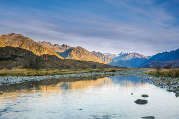 istock Mountain and Valley reflections captured a a rain puddle at dawn 1006260802