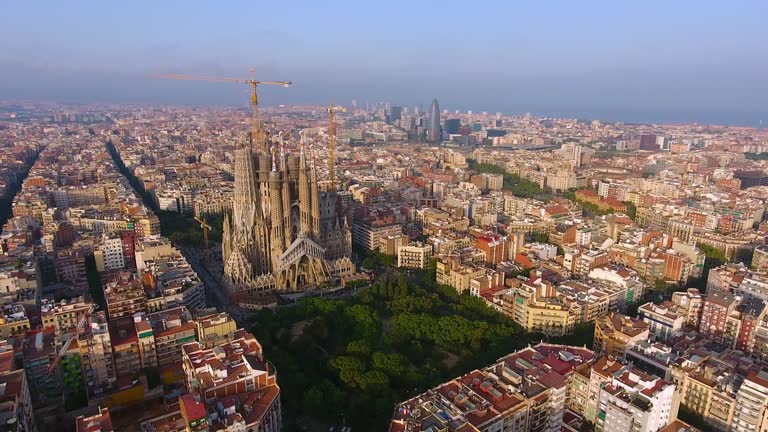 Barcelona aerial view by drone