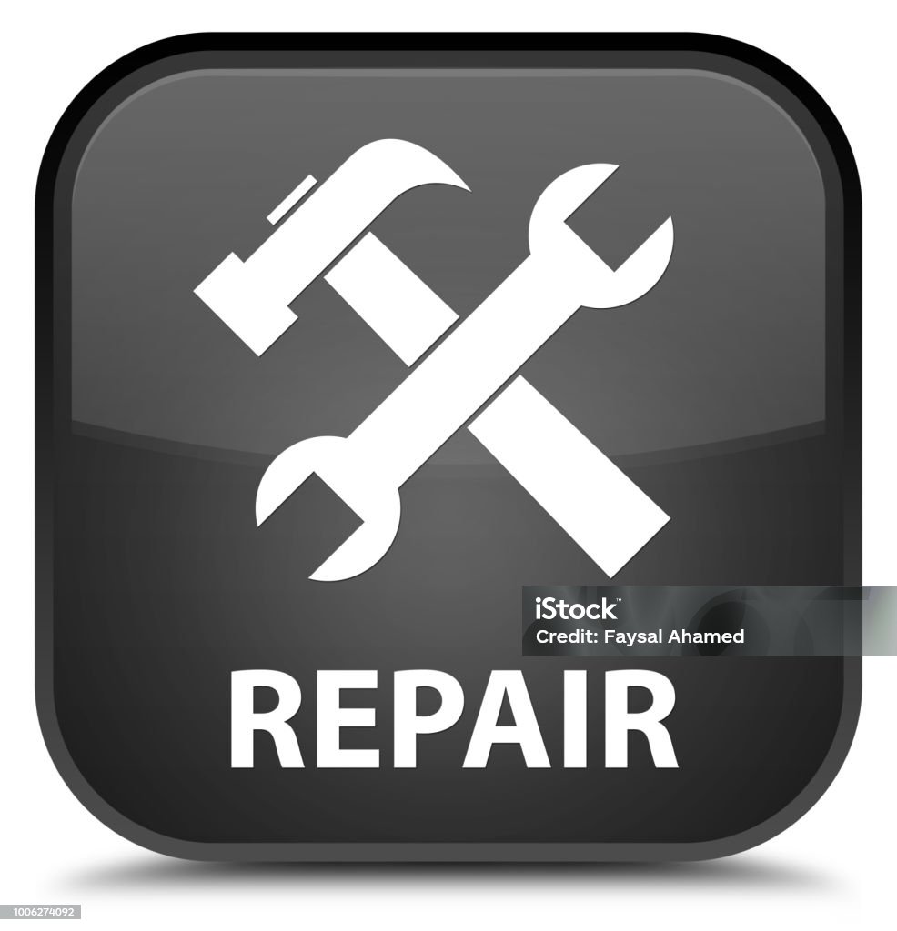 Square Size Machine Repair Icon Repair Special Black Square Button Stock Illustration - Download Image ...