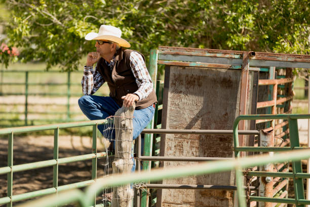 istock Cowboy Leaning on a Fence in Riding Arena 1006294654