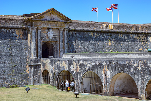 San Juan, Puerto Rico - April 02 2014: View from the front of Castillo San Felipe del Morro in Old San Juan.