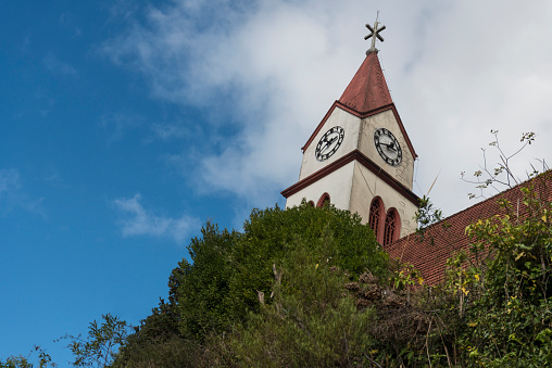 View of the church 'Evangelical Church of Lutheran Confession in Brazil (IECLB)' 'Church of the clock' (Temple Apostle Paul) in Gramado, Rio Grande do Sul state - Brazil