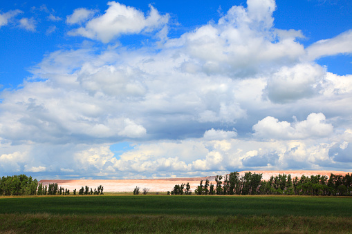 Distant shot of Potash on the prairie. Outside of Saskatoon, Saskatchewan,Canada.