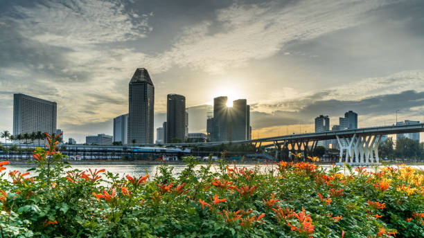 Sunset Singapore stock photo