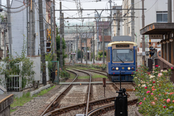 Arakawa Line Tramway in Arakawa city, Tokyo, Japan stock photo