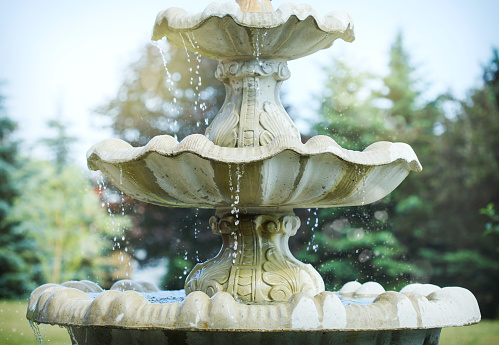 Splashing fountain in garden