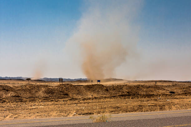 istock Whirlwinds in a desert valley, Riyadh Province, Saudi Arabia 1006374230