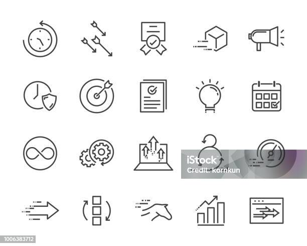 Simple Set Of Vector Line Icon Contain Such Lcon As Speed Agile Boost Process Time And More Stock Illustration - Download Image Now