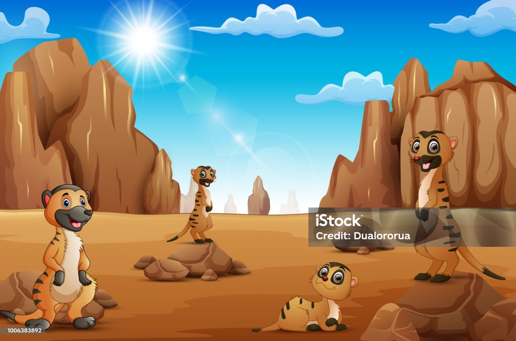 Ilustración de Dibujos Animados De Los Suricatos De Pie En El Desierto y  más Vectores Libres de Derechos de Suricata - iStock