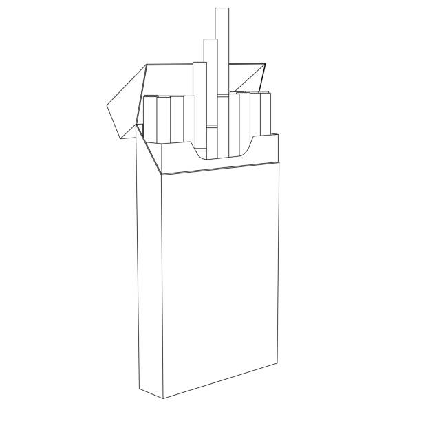 ilustrações de stock, clip art, desenhos animados e ícones de pack of cigarettes. outline drawing - cigarette tobacco symbol three dimensional shape
