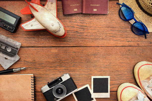 istock Top view of travel accessories 1006430388