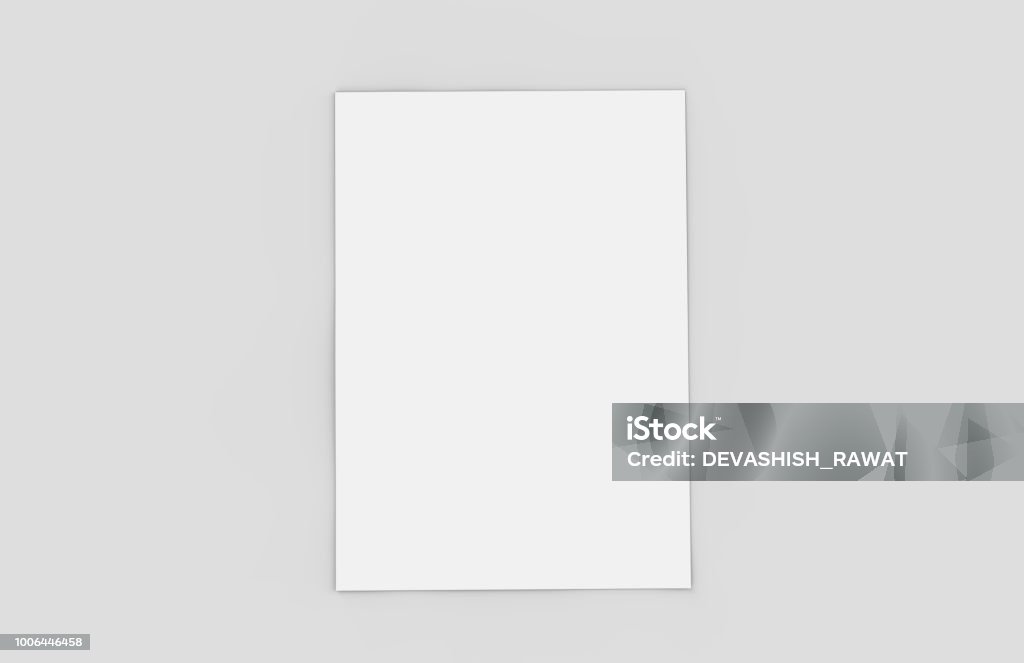 Papier A4 sur fond blanc isolé, mock up modèle prêt pour votre design, illustration 3d - Photo de Modèle de base libre de droits