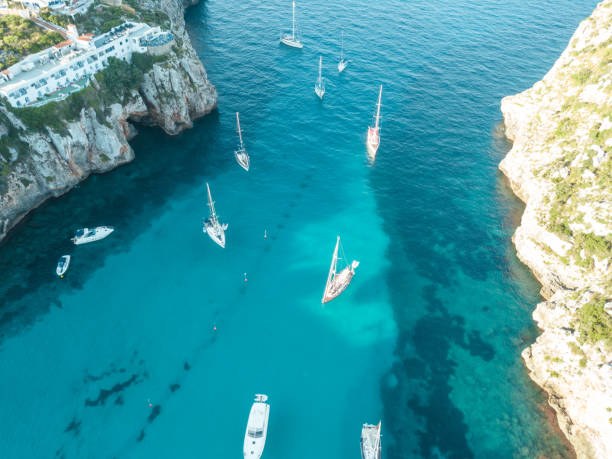 istock Aerial Above View Yachts Beach Mediterranean Sea Blue Water 1006449710