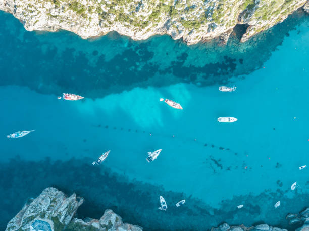 istock Aerial Above View Yachts Beach Mediterranean Sea Blue Water 1006449732