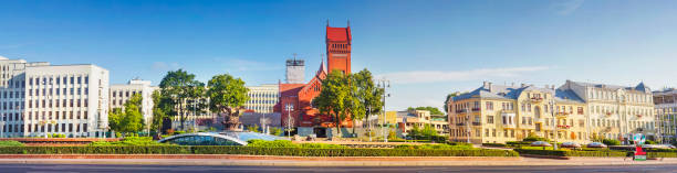 Panoramic view on Independence Square Minsk city, Belarus.