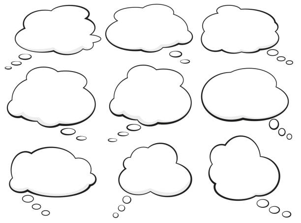 ilustrações, clipart, desenhos animados e ícones de conjunto de bolhas do discurso de quadrinhos e balões de pensamento - bubble speech bubble thought bubble cartoon