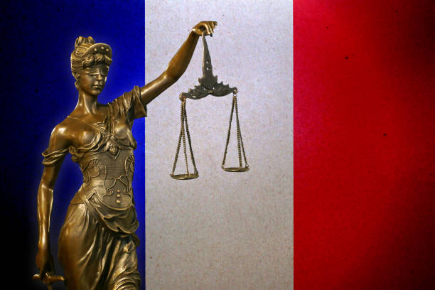 istock Lady Justice before the French flag 1006458924