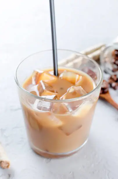 Photo of Iced coffee in glass with ice