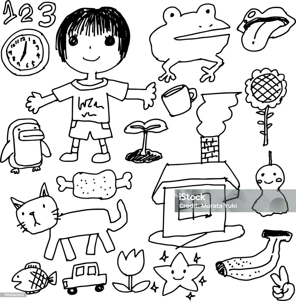 Children's graffiti drawing 1 This is a vector illustration. Child's Drawing stock vector