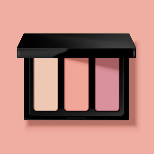 Modern eye shadow palette Modern eye shadow palette. Mockup illustration isolated on background. Graphic concept for your design eyeshadow stock illustrations