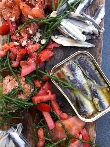 istock Seafood tapas snack sharing plank salmon anchovy tuna crab 1006468882