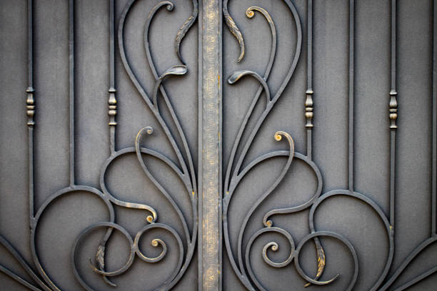 beautiful decorative metal elements forged wrought iron gates.