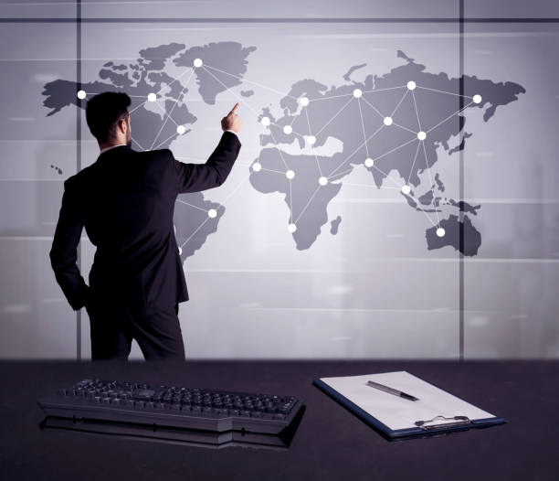 istock Business person drawing dots on world map 1006500530