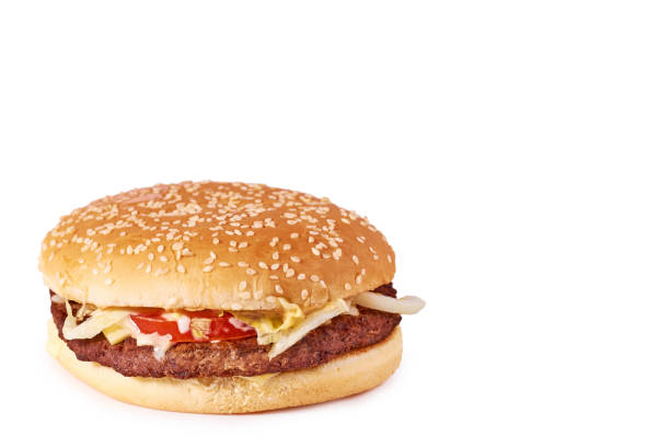 istock Fresh tasty burger with cheese isolated on white background. Fast food Cheeseburger, copy space template 1006503072