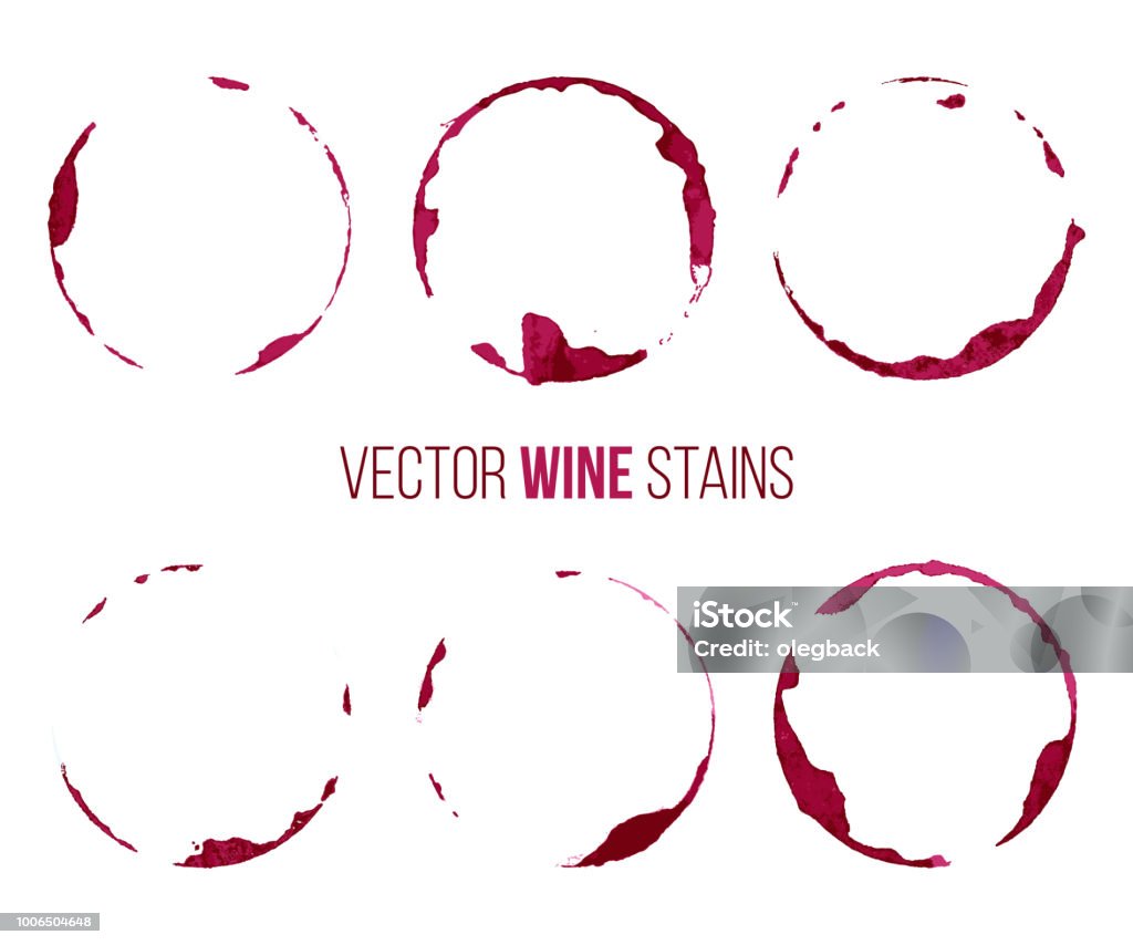 Set of red wine stains isolated on white background. Vector design elements. Wine stock vector