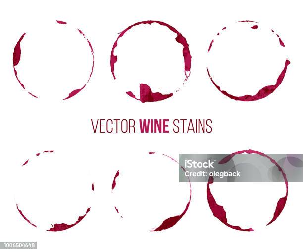 Set Of Red Wine Stains Isolated On White Background Vector Design Elements Stock Illustration - Download Image Now