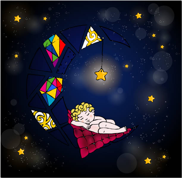 istock Baby sleeping on The Moon. Good night my little baby 1006511458