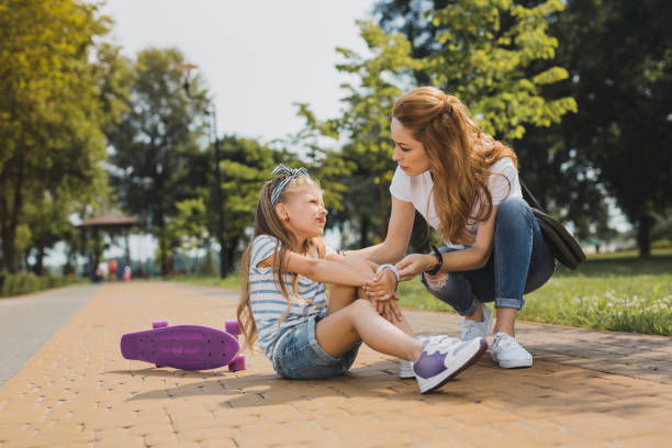 istock Blonde-haired girl feeling strong pain after falling 1006529796