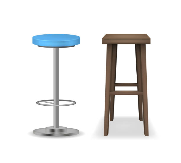 illustrations, cliparts, dessins animés et icônes de réaliste 3d détaillée bar tabourets ensemble. vector - bar stools illustrations