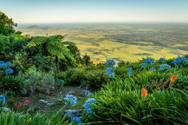 Cambewarra lookout with Berrys Bay and Shoalhaven river in the background stock photo