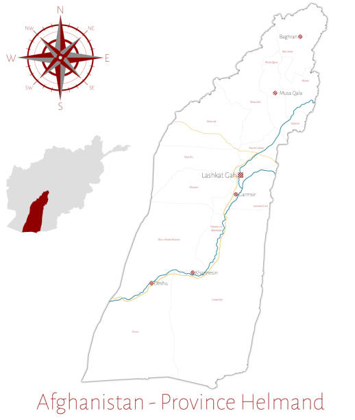 ilustraciones, imágenes clip art, dibujos animados e iconos de stock de mapa de la provincia afgana de helmand - helmand