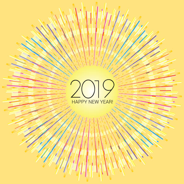 ilustrações de stock, clip art, desenhos animados e ícones de streaks of blue and pink dashed linear design with 2019 happy new year text - blue streak lights