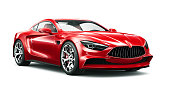 3D illustration of Generic Red sports coupe car on white background
