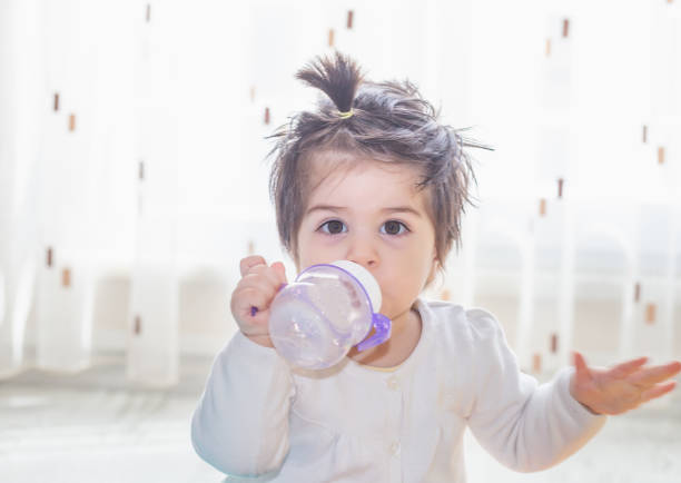 Portrait of adorable cute little baby girl stock photo