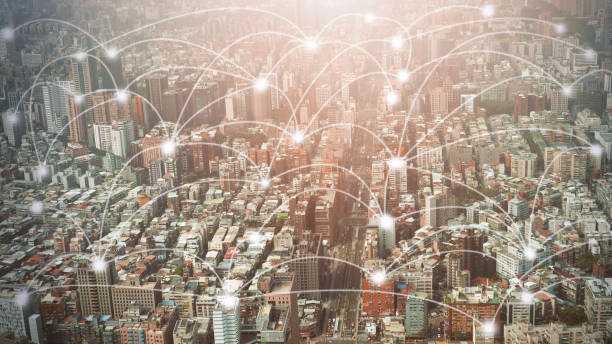 istock Connection line on city for global technology and internet concept 1006563008