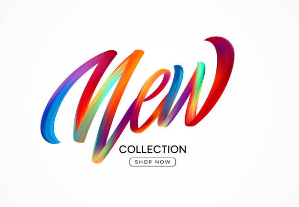 ilustrações de stock, clip art, desenhos animados e ícones de calligraphy new collection. colorful modern flow lettering. vector illustration - new arrivals