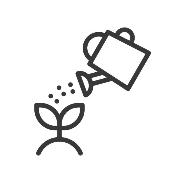 Water can watering plant icon Water can watering plant icon watering can stock illustrations
