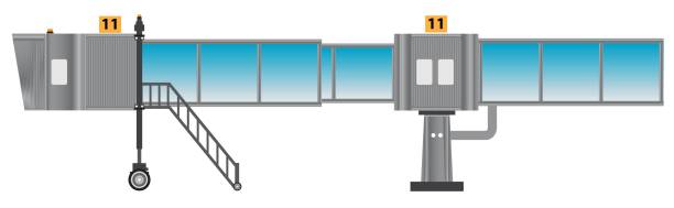 illustrazioni stock, clip art, cartoni animati e icone di tendenza di ponte aero in vetro o ponte jetway o jet isolato - passenger boarding bridge