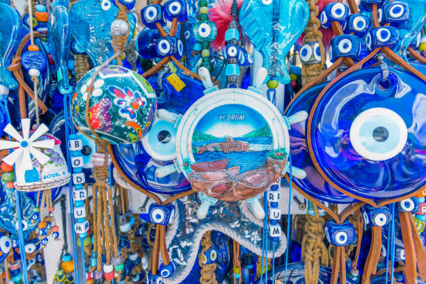 istock Different kind of blue souvenirs about Bodrum town 1006581508