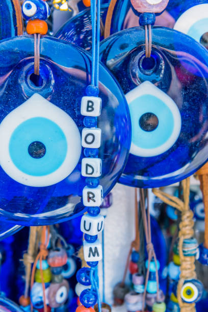 istock Different kind of blue souvenirs about Bodrum town 1006582500