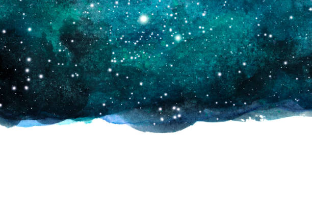 illustrations, cliparts, dessins animés et icônes de fond de ciel de nuit aquarelle avec des étoiles. mise en page cosmique avec un espace pour le texte. - sky watercolour paints watercolor painting cloud