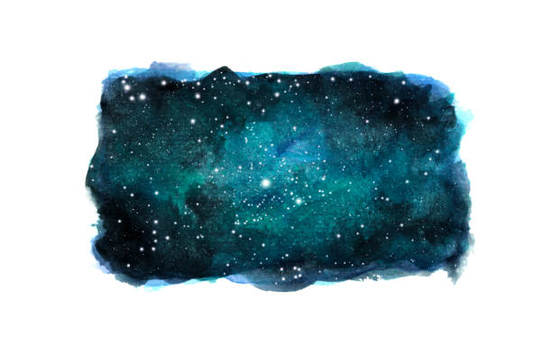 illustrations, cliparts, dessins animés et icônes de ciel de nuit avec étoiles isolé sur fond blanc. aquarelle - sky watercolour paints watercolor painting cloud