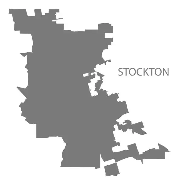 Vector illustration of Stockton California city map grey illustration silhouette shape