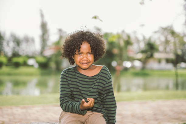 little African american boy crying